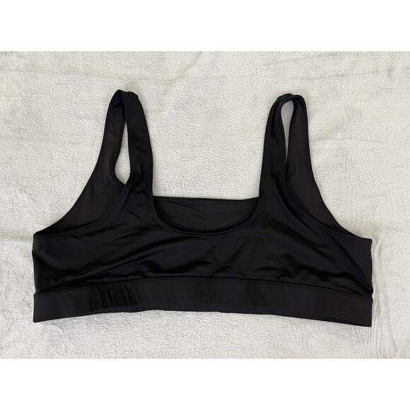 Skims 4X Scoop Bralette Sports Bra Cropped Tank Top in Onyx Black - Picture 2 of 7